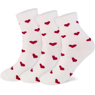 CUTIE MANGO Cute Heart Pattern Women's Socks - 3 Pairs