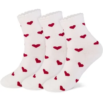 CUTIE MANGO 3 Pairs Women's Heart Pattern Casual Socks - Soft & Cute Fashion