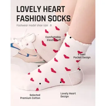 CUTIE MANGO Cute Heart Pattern Women's Socks - 3 Pairs