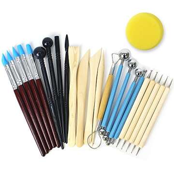 RUBFAC Polymer Clay Tools Kit - 24pcs for Crafting Fun