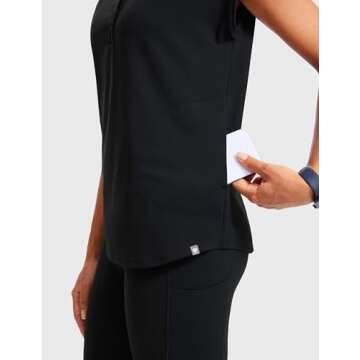 POPVIOLET 4-Way Stretch Women’s Scrub Top with Pockets