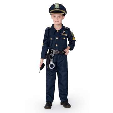JOYIN Toy Halloween Toddler Police Costume, Police Officer Costume for Boys, Kids Cop Costume with Police Accessories for Roleplay and Dressup (Medium (8-10 YRS))