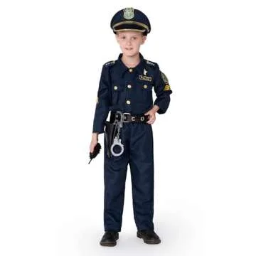 JOYIN Toy Halloween Toddler Police Costume, Police Officer Costume for Boys, Kids Cop Costume with Police Accessories for Roleplay and Dressup (Medium (8-10 YRS))