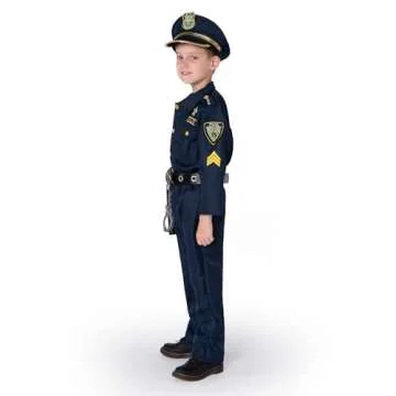 JOYIN Toy Halloween Toddler Police Costume, Police Officer Costume for Boys, Kids Cop Costume with Police Accessories for Roleplay and Dressup (Medium (8-10 YRS))