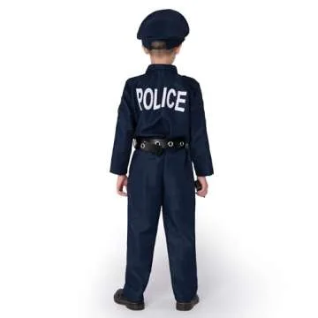 JOYIN Toy Halloween Toddler Police Costume, Police Officer Costume for Boys, Kids Cop Costume with Police Accessories for Roleplay and Dressup (Medium (8-10 YRS))