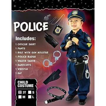JOYIN Toy Halloween Toddler Police Costume, Police Officer Costume for Boys, Kids Cop Costume with Police Accessories for Roleplay and Dressup (Medium (8-10 YRS))