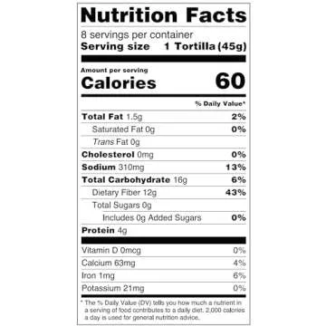 Olé Xtreme Wellness® High Fiber | 8" Flour Tortillas |Carb Lean |Keto Certified | 12.7 oz.| 8 Count (Pack of 6)