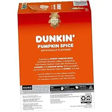 Dunkin' Pumpkin Spice Coffee, 88 K-Cup Pods - Fall Flavor