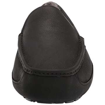 UGG Men's Ascot Slipper, Black Matte Leather, 12
