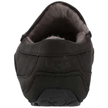 UGG Men's Ascot Slipper, Black Matte Leather, 12