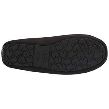 UGG Men's Ascot Slipper, Black Matte Leather, 12