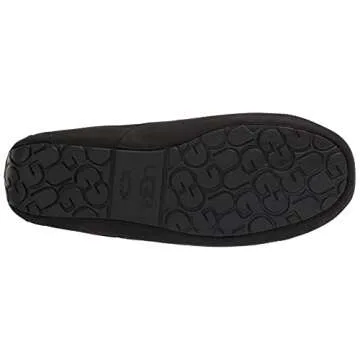 UGG Men's Ascot Slipper, Black Matte Leather, 12
