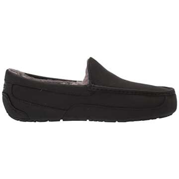 UGG Men's Ascot Slipper, Black Matte Leather, 12