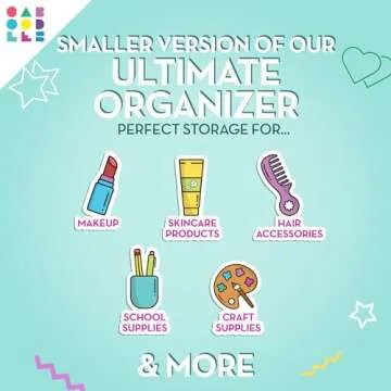 Caboodles Pretty in Petite Makeup Box, Two-Tone Seafoam on Lavender, Hard Plastic Organizer Box, 2 Swivel Trays, Fashion Mirror, Secure Latch for Safe Travel