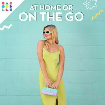 Caboodles Pretty in Petite Makeup Box, Two-Tone Seafoam on Lavender, Hard Plastic Organizer Box, 2 Swivel Trays, Fashion Mirror, Secure Latch for Safe Travel