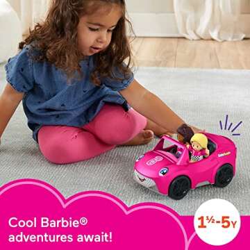 Fisher-Price Little People Barbie Toddler Toy Car Convertible with Music Sounds & 2 Figures for Pret...