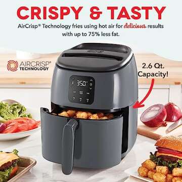 DASH Tasti-Crisp™ Electric Air Fryer Oven - 2.6 Qt., Grey, Compact, Healthy Cooking