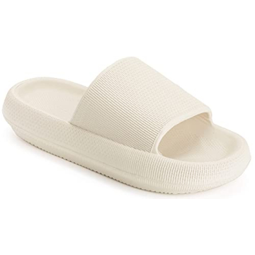 Joomra House Slippers for Women Mens Foam Pillow Shower Bath Bathroom Home Platform Sandals Slipers Cushion Cloud Slides for Ladies Female Male Sandles Beige 39-40