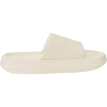 Joomra House Slippers for Women Mens Foam Pillow Shower Bath Bathroom Home Platform Sandals Slipers Cushion Cloud Slides for Ladies Female Male Sandles Beige 39-40