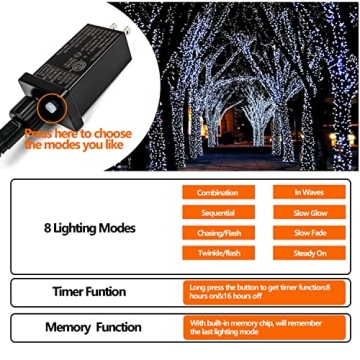 33FT 100 LED Christmas String Lights with Timer