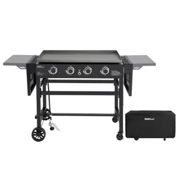Royal Gourmet 35-Inch Flat Top Griddle with Cover - 52,000 BTU BBQ Grill for Outdoor Cooking, Black