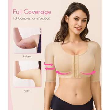 BRABIC Shaper Tops for Women Arm Compression Post Surgery Front Closure Bra Tank Top Shapewear (Beig...