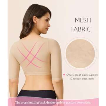 BRABIC Shaper Tops for Women Arm Compression Post Surgery Front Closure Bra Tank Top Shapewear (Beige, M)