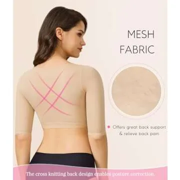 BRABIC Shaper Tops for Women Arm Compression Post Surgery Front Closure Bra Tank Top Shapewear (Beige, M)