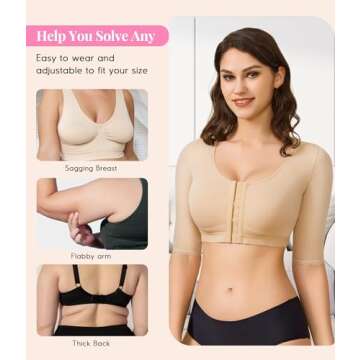 BRABIC Shaper Tops for Women Arm Compression Post Surgery Front Closure Bra Tank Top Shapewear (Beige, M)