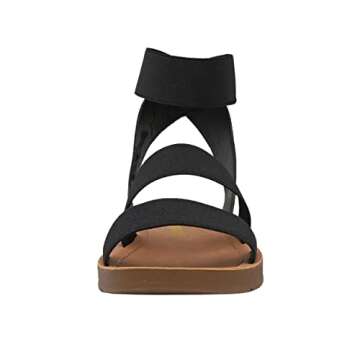 CUSHIONAIRE Indego Stretch Sandal – Lightweight Slip-On with Memory Foam & Soft Straps for All-Day Support | Casual or Dressy Summer Sandals for Women 2025, BLACK 6.5