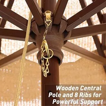 Aoodor 9ft Umbrella Outdoor Pagoda Patio Market Umbrella 3 Tier with Eucalyptus Wooden Frame - Brown (Umbrella Only)