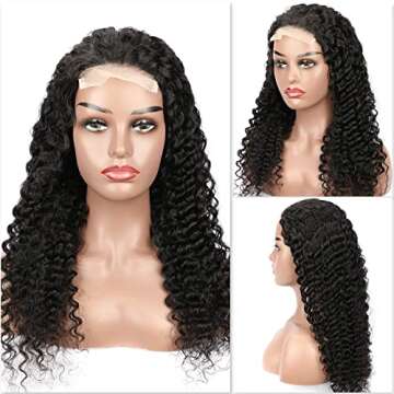 Zormsert Wear and Go Loose Deep Wave Wigs For Black Women Human Hair 4x4 Lace Closure Wigs Curly Tra...