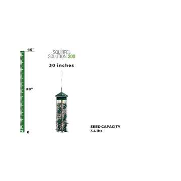 Squirrel Solution200 Squirrel-proof Bird Feeder w/6 Feeding Ports, 3.4-pound Seed Capacity, Free Seed Funnel