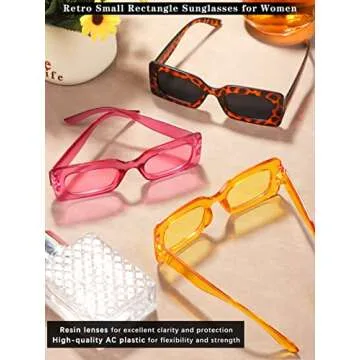 Aodaer 16 Pairs Retro Rectangle Sunglasses Set