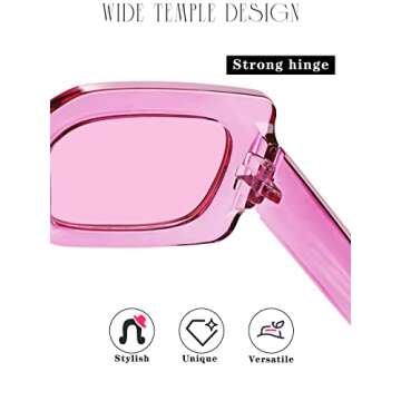 Aodaer 16 Pairs Retro Small Rectangle Sunglasses for Women 90s Vintage Trendy Square Sunglasses Wide Frame Eyewear