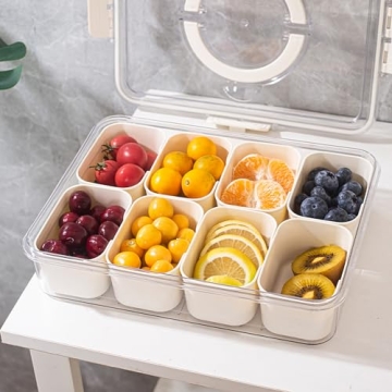 Cosnou Divided Serving Tray - Snack Box with Handle & Lid