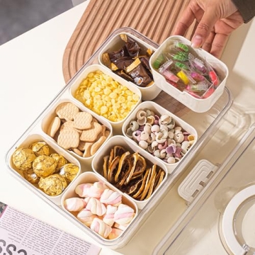 Cosnou Divided Serving Tray - Snack Box with Handle & Lid