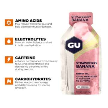GU Energy Original Sports Nutrition Energy Gel, Vegan, Gluten-Free, Kosher, and Dairy-Free On-the-Go...