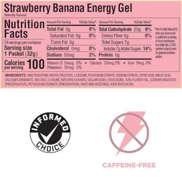 GU Energy Original Sports Nutrition Energy Gel, Vegan, Gluten-Free, Kosher, and Dairy-Free On-the-Go Energy for Any Workout, 24-Count, Strawberry Banana