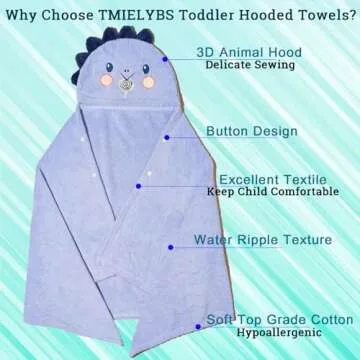 TMIELYBS Toddler Towels for Ages 0-6 | 2-Pack Hooded Bath Towels