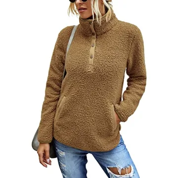 AKEWEI Women’s Cozy Sherpa Fleece Jacket - Stylish & Warm Casual Pullover