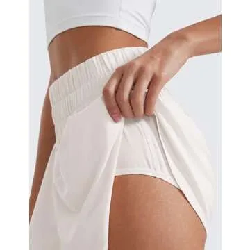 CRZ YOGA Women's Athletic Shorts with Ruffle Overlay