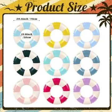 Lenwen 9 Pcs Classic Striped Pool Inner Tubes Pool Tubes with Fun Prints Pool Float Tube Inflatable Tube Float Bachelorette Pool Floaties for Swimming Pool Summer Beach Party Decor Supplies