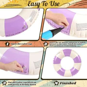 Lenwen 9 Pcs Classic Striped Pool Inner Tubes Pool Tubes with Fun Prints Pool Float Tube Inflatable Tube Float Bachelorette Pool Floaties for Swimming Pool Summer Beach Party Decor Supplies