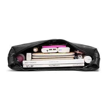 Ashioup Hobo Bags for Women Soft PU Leather Slouchy Bag Black Handbag with Zipper