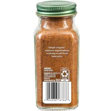 Simply Organic Pure Ground Nutmeg, 2.3 Ounce Jar,Aromatic, Subtly Spicy-Sweet Flavor, Organic, Kosher, No GMO, No ETO