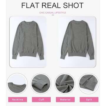 SHEWIN Womens Sweatshirt Casual Long Sleeve Crew Neck Loose Fleece Pullover Tops Lightweight Soft Fall Oversized Sweatshirts for Women,US 16-18(XL),Grey