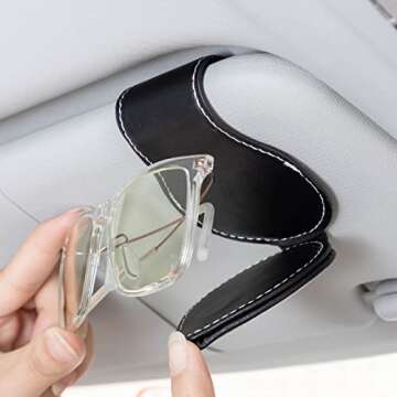 PPODKS Car Sunglass Holder, Eyeglass Holder for BMW 1 3 5 6 Series X1 X3 X7 X5 X6 Z4 7 M, Sunglass Hanger Mount for Car Sun Visor, Interior Accessories, Black