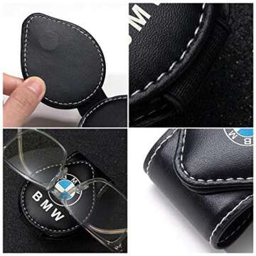 PPODKS Car Sunglass Holder, Eyeglass Holder for BMW 1 3 5 6 Series X1 X3 X7 X5 X6 Z4 7 M, Sunglass Hanger Mount for Car Sun Visor, Interior Accessories, Black