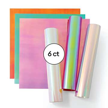 Cricut Holographic Sparkle Iron On, Ultimate Sampler - 3 Sheets (12"x12") - HTV Heat Transfer Vinyl for Shirts, Apparel, Hats & More - Compatible with Cricut EasyPress & Machines